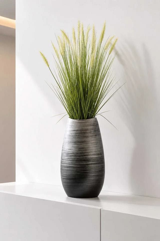 VIVANNO Bodenvase KALAL Oval Spiralschwarz Hochglanz