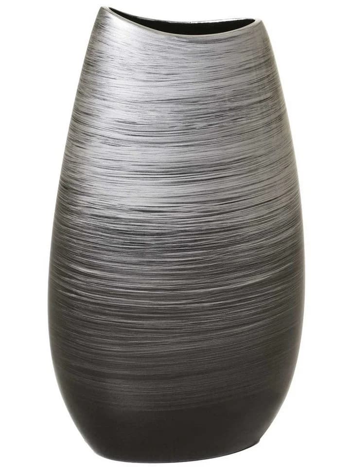 VIVANNO Bodenvase KALAL Oval Spiralschwarz Hochglanz - Bild 2