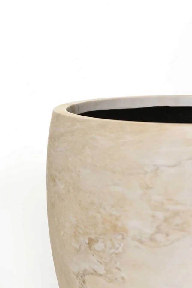 VIVANNO Blumentopf ANIRA Rund Fiberglas Steinoptik Beige - Bild 5