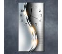 Tulup Wanduhr Silberne Welle Glas Modern Analog Stille 30x60cm Bild 1