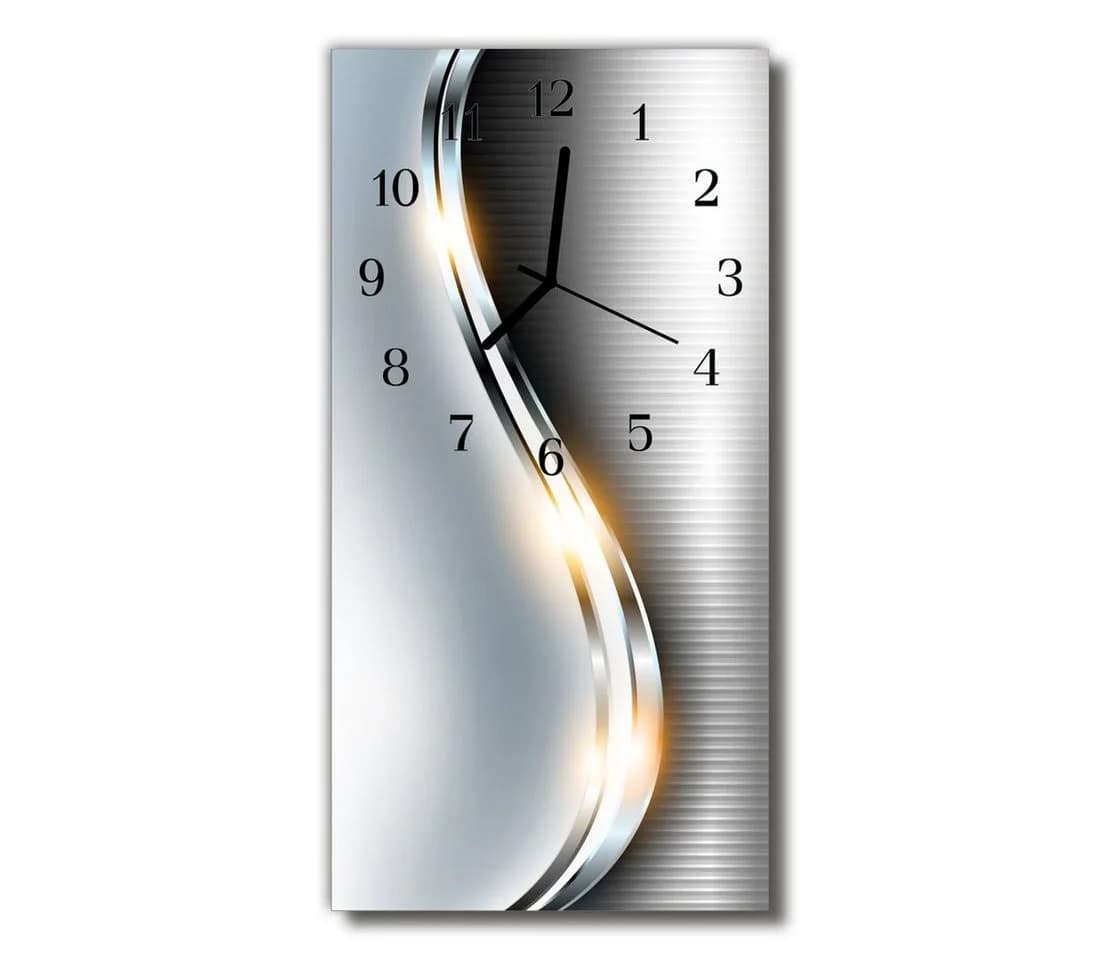 Tulup Wanduhr Silberne Welle Glas Modern Analog Stille 30x60cm - Bild 2