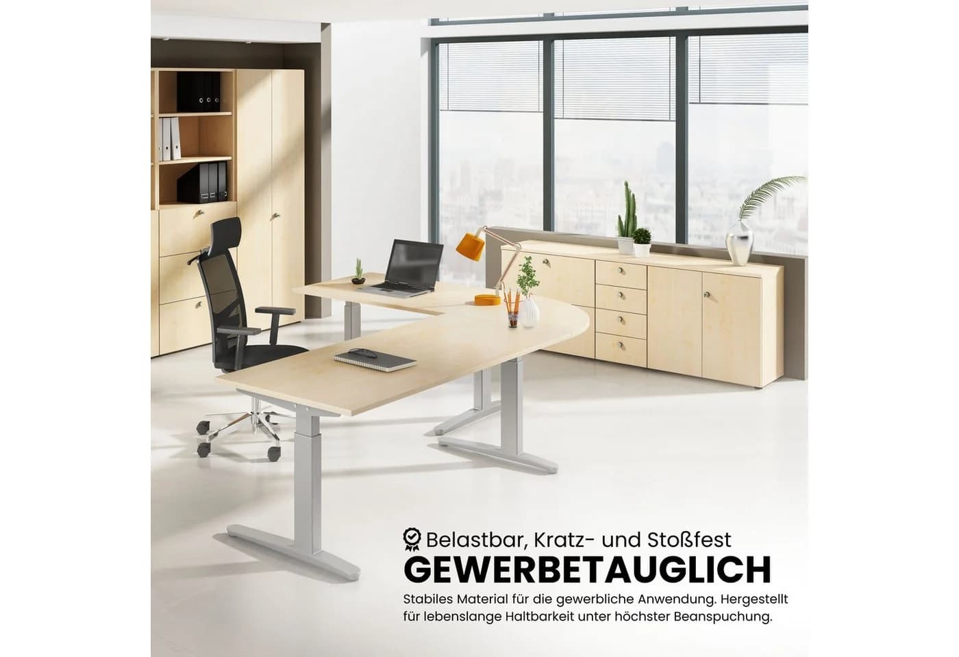 bümö Schreibtischplatte Ahorn Dekor 160x80 cm Spanplatte - Bild 5