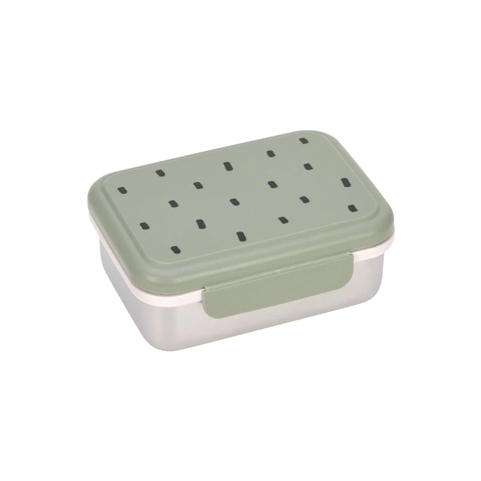 LÄSSIG Edelstahl Lunchbox Grün Happy Prints Oliv
