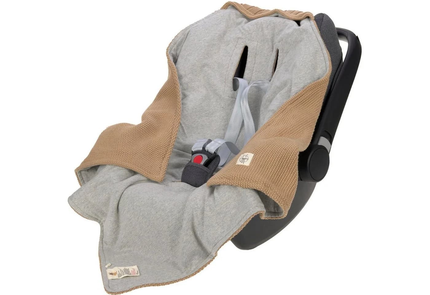 LÄSSIG Einschlagdecke für Babyschale sand Baumwolle 78x78cm - Bild 2