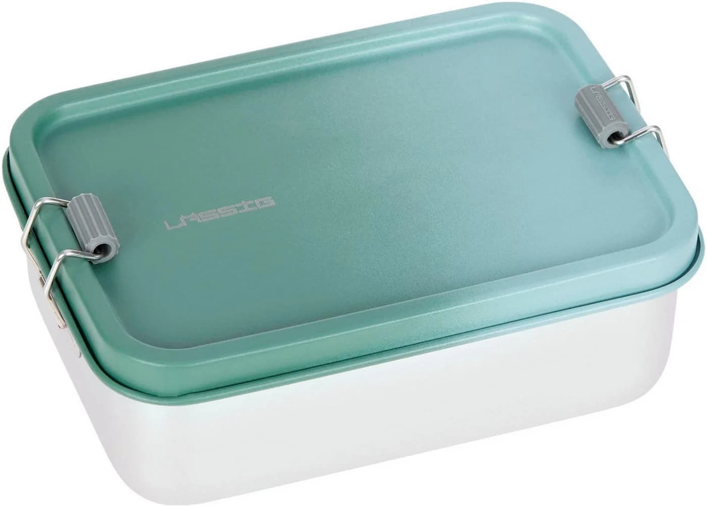 LÄSSIG Solid Lunchbox Edelstahl Grün Silber Kinder - Bild 2