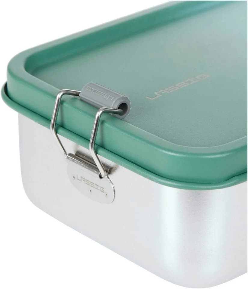 LÄSSIG Solid Lunchbox Edelstahl Grün Silber Kinder - Bild 5