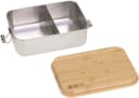 LÄSSIG Lunchbox Bamboo Happy Prints Edelstahl Bambus Silber Braun Bild 1