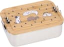 LÄSSIG Lunchbox Bamboo Happy Prints Edelstahl Bambus Silber Braun Bild 2