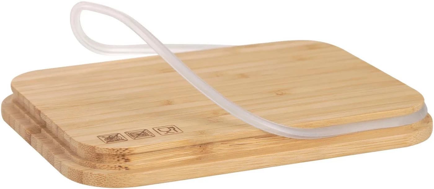 LÄSSIG Lunchbox Bamboo Happy Prints Edelstahl Bambus Silber Braun - Bild 4