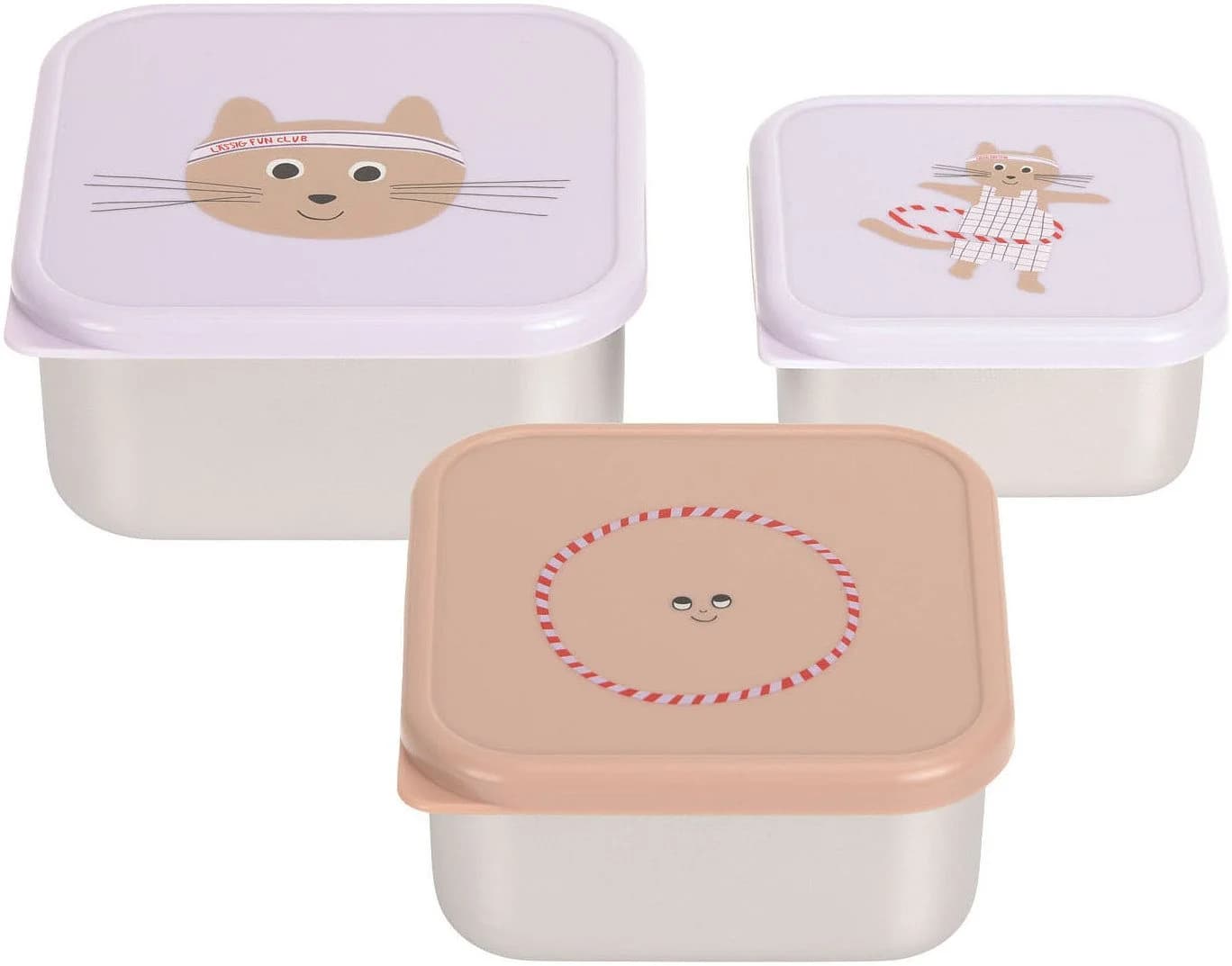 LÄSSIG Tiny Team Snackbox 3-er Set Lila Edelstahl - Bild 2