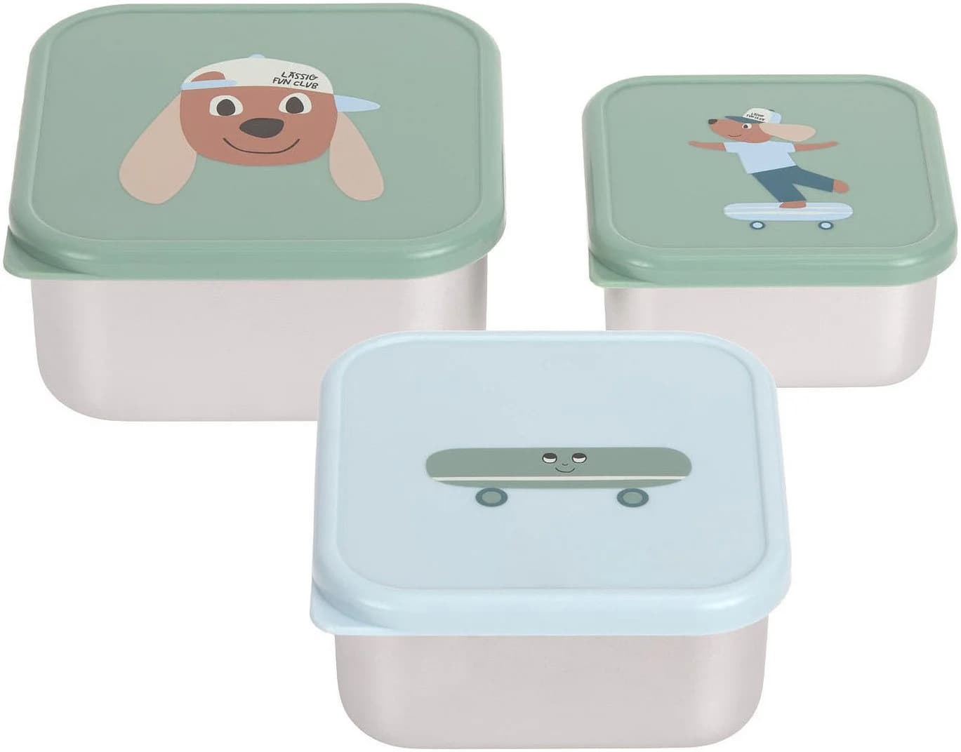 LÄSSIG Tiny Team Snackbox 3-er Set Grün Edelstahl Kinder - Bild 2