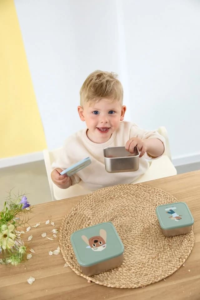 LÄSSIG Tiny Team Snackbox 3-er Set Grün Edelstahl Kinder - Bild 5
