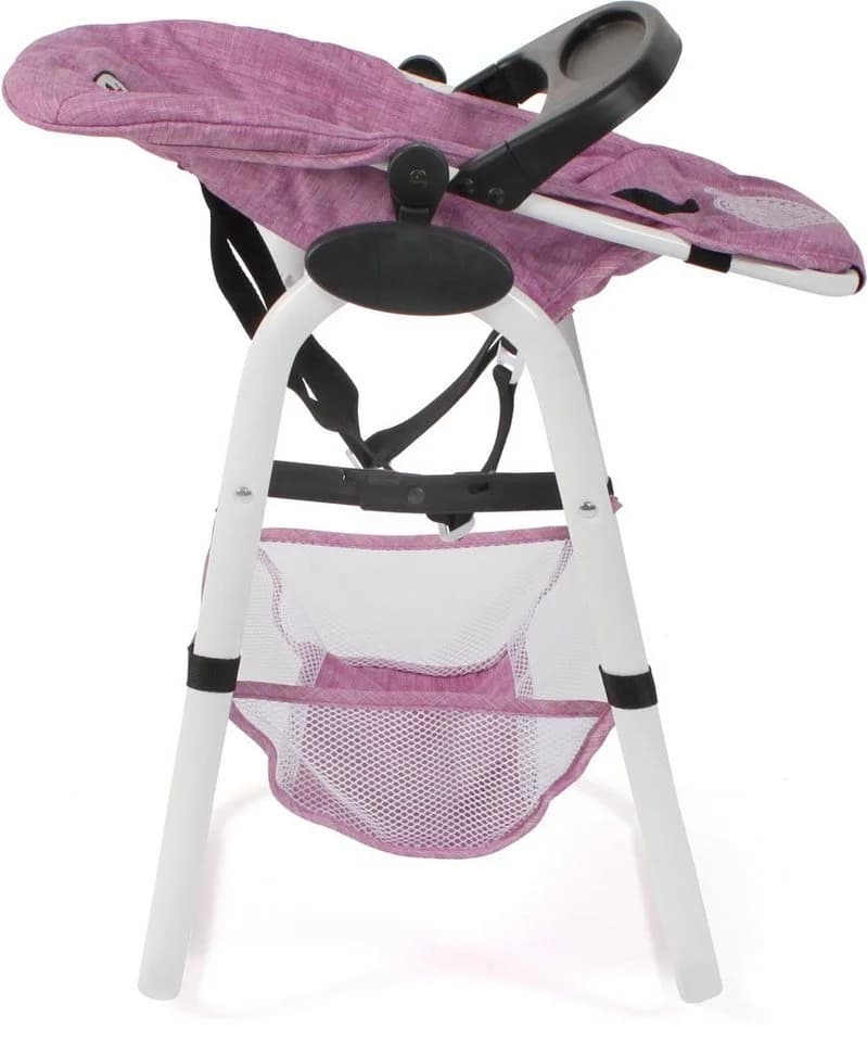 CHIC2000 Puppenhochstuhl Jeans Pink mit abnehmbarem Tablett