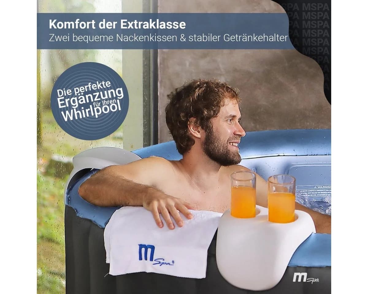 mSpa Whirlpool Comfort Set 3-teilig Weiß Nackenkissen Getränkehalter - Bild 3