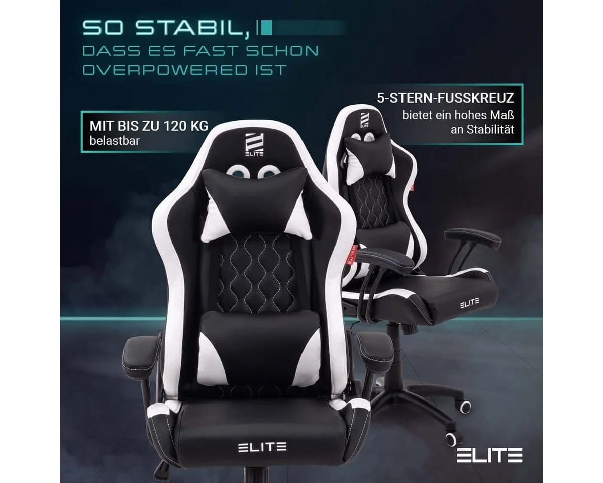 ELITE Gaming Gaming-Stuhl PULSE für Kinder, höhenverstellbar, wasserabweisend, mit Kopf- und Lendenwirbelkissen - Bild 4