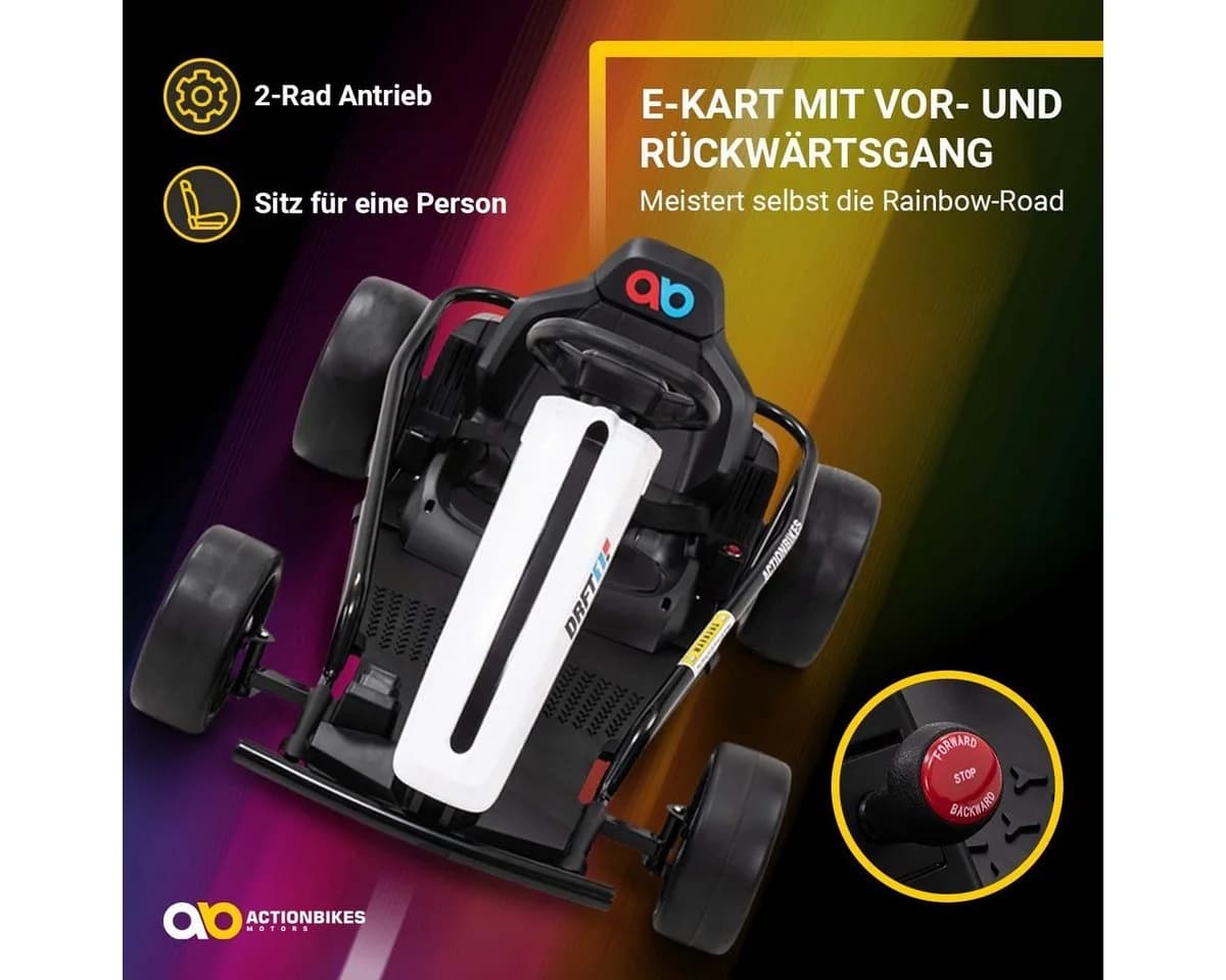 Actionbikes Motors Go-Kart SX1968 Elektro Weiß 13 km/h Bremsautomatik