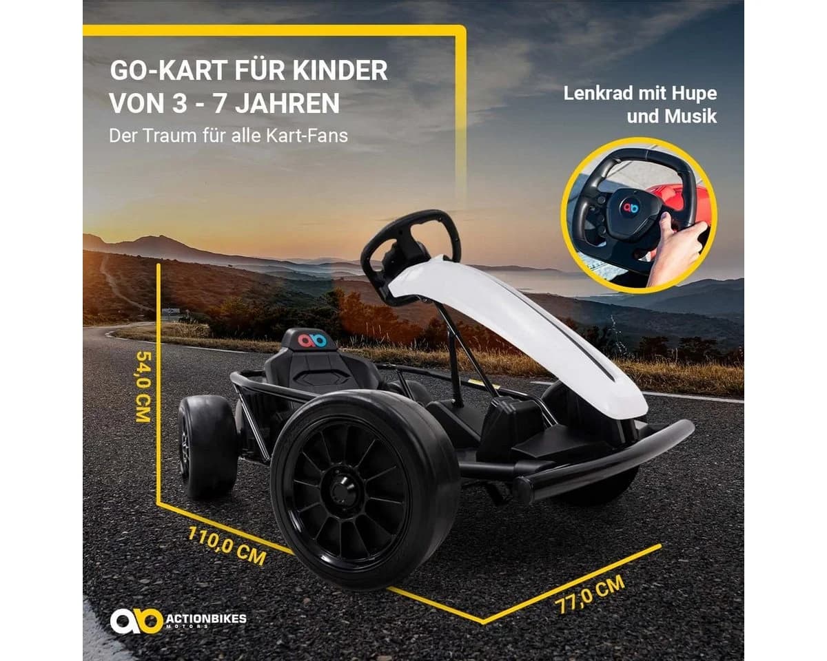 Actionbikes Motors Go-Kart SX1968 Elektro Weiß 13 km/h Bremsautomatik - Bild 5
