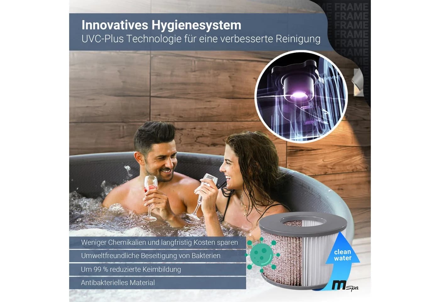 mSpa Whirlpool Outdoor Frame Mono 6 Personen mit Heizung und UVC - Bild 4