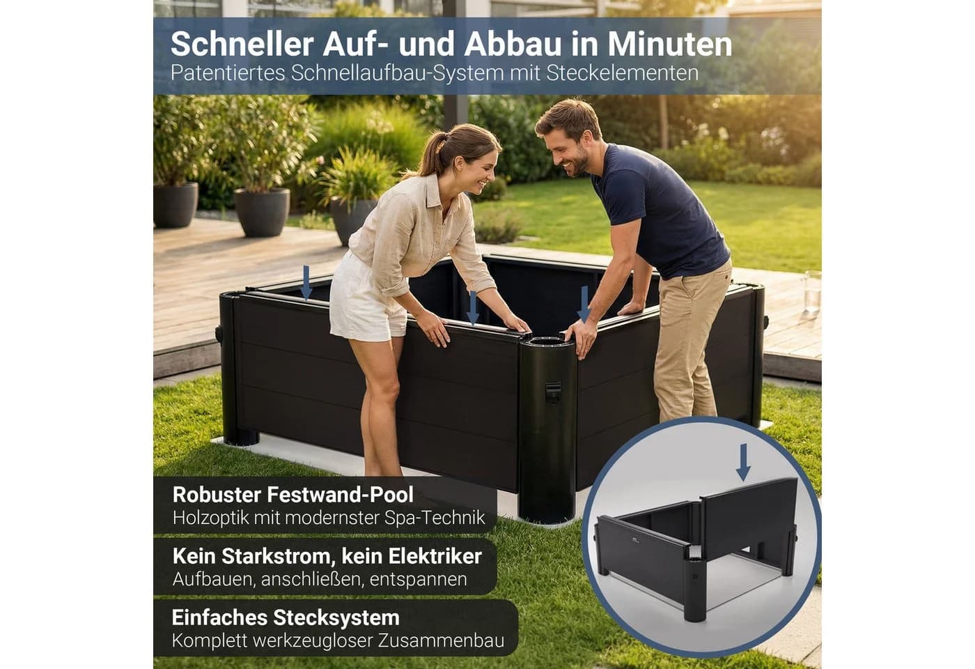 mSpa Whirlpool Frame Tribeca F-TR062W Outdoor-Whirlpool 6 Personen Holzoptik - Bild 3