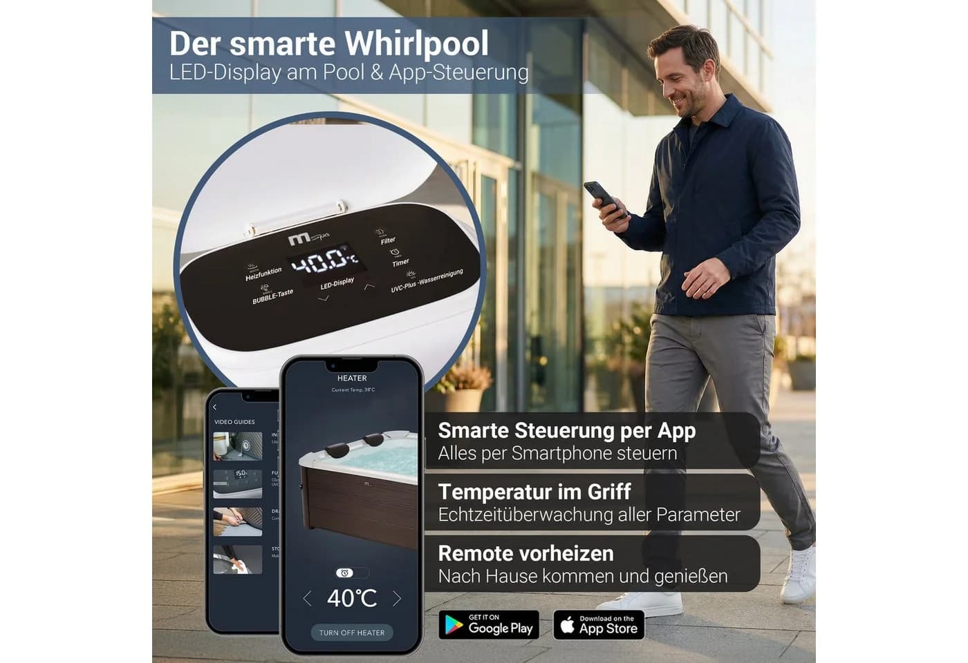 mSpa Whirlpool Frame Tribeca F-TR062W Outdoor-Whirlpool 6 Personen Holzoptik - Bild 4