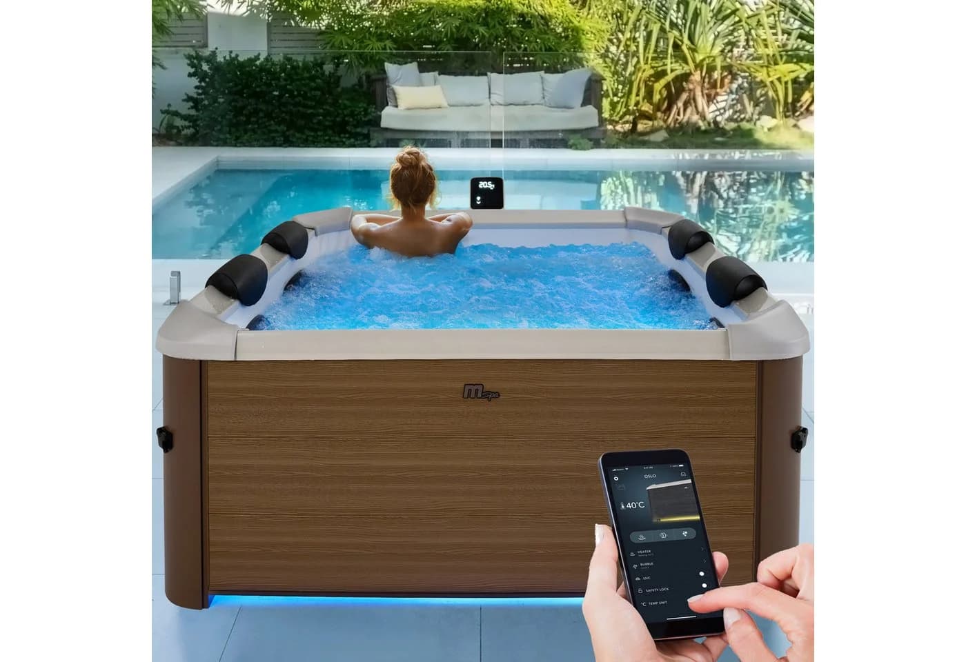mSpa Whirlpool Frame Oslo F-OS063W für 6 Personen Outdoor Whirlpool mit Heizung und Massagedüsen - Bild 2
