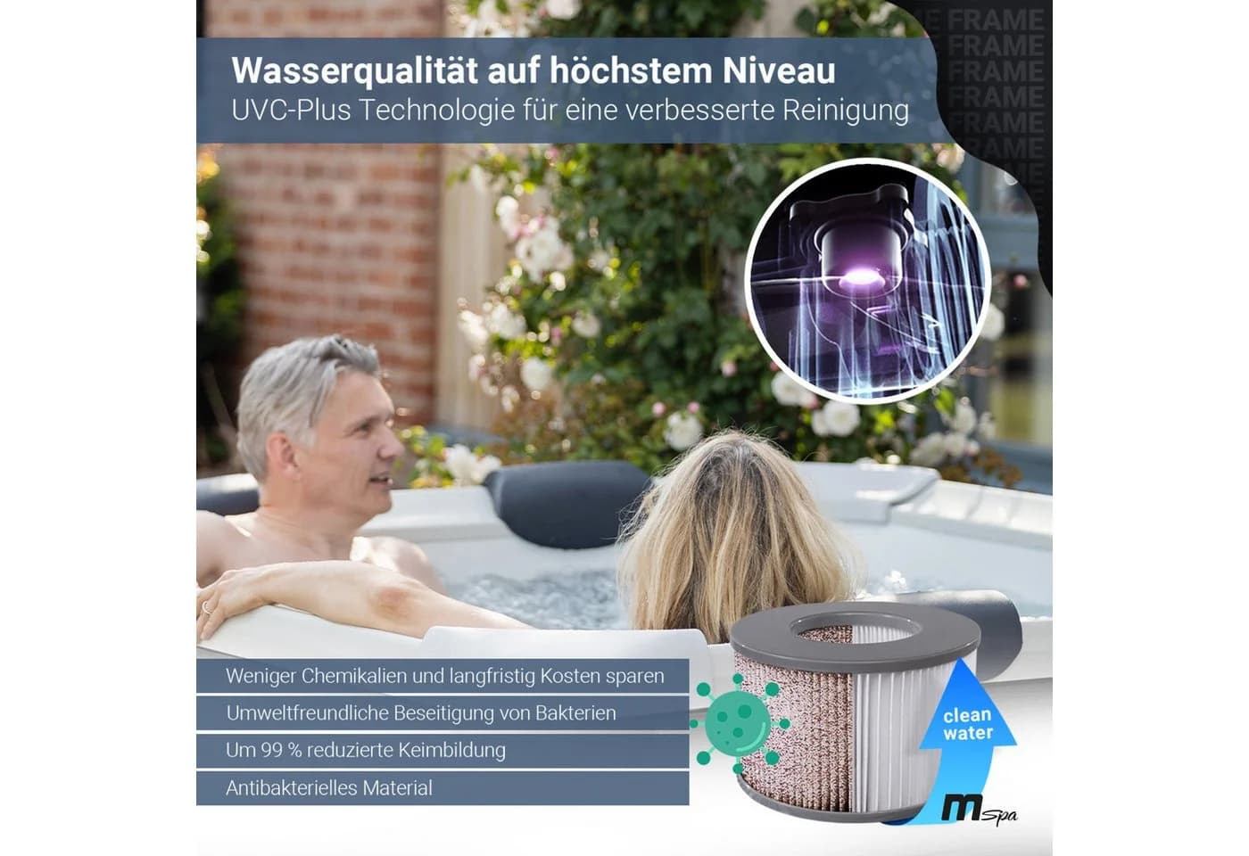 mSpa Whirlpool Frame Oslo F-OS063W für 6 Personen Outdoor Whirlpool mit Heizung und Massagedüsen - Bild 4