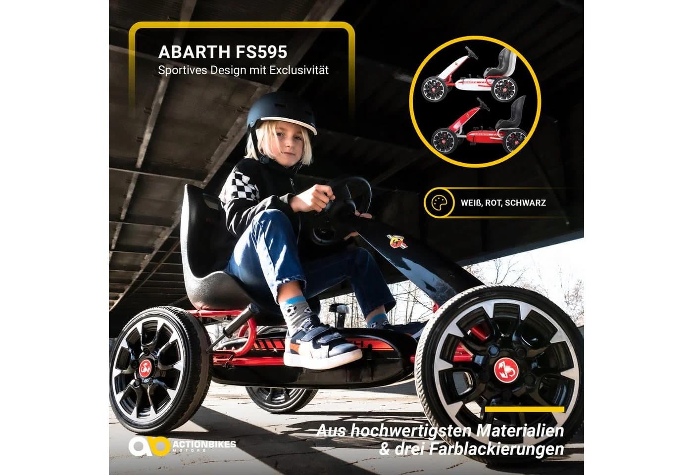 Actionbikes Motors Go-Kart Kinder Pedal Go Kart Abarth FS595 mit Handbremse - Bild 3
