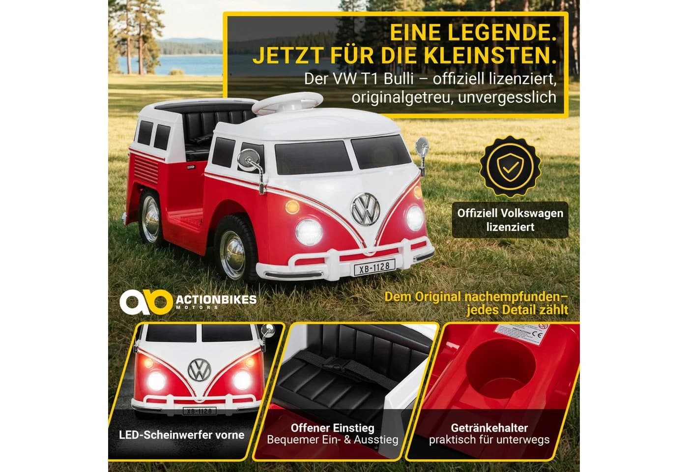 Actionbikes Motors Elektro-Kinderauto VW T1 Camper Bus Fernbedienung & Bremsautomatik 3-5 km/h - Bild 3
