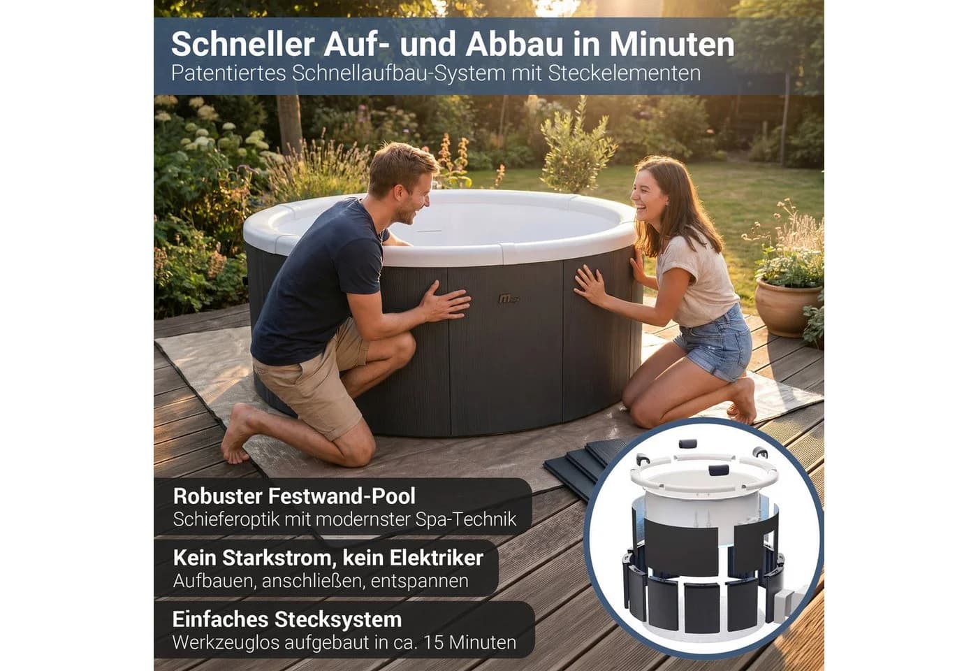 mSpa Whirlpool Frame Denver Schwarz mit App-Steuerung - Bild 3