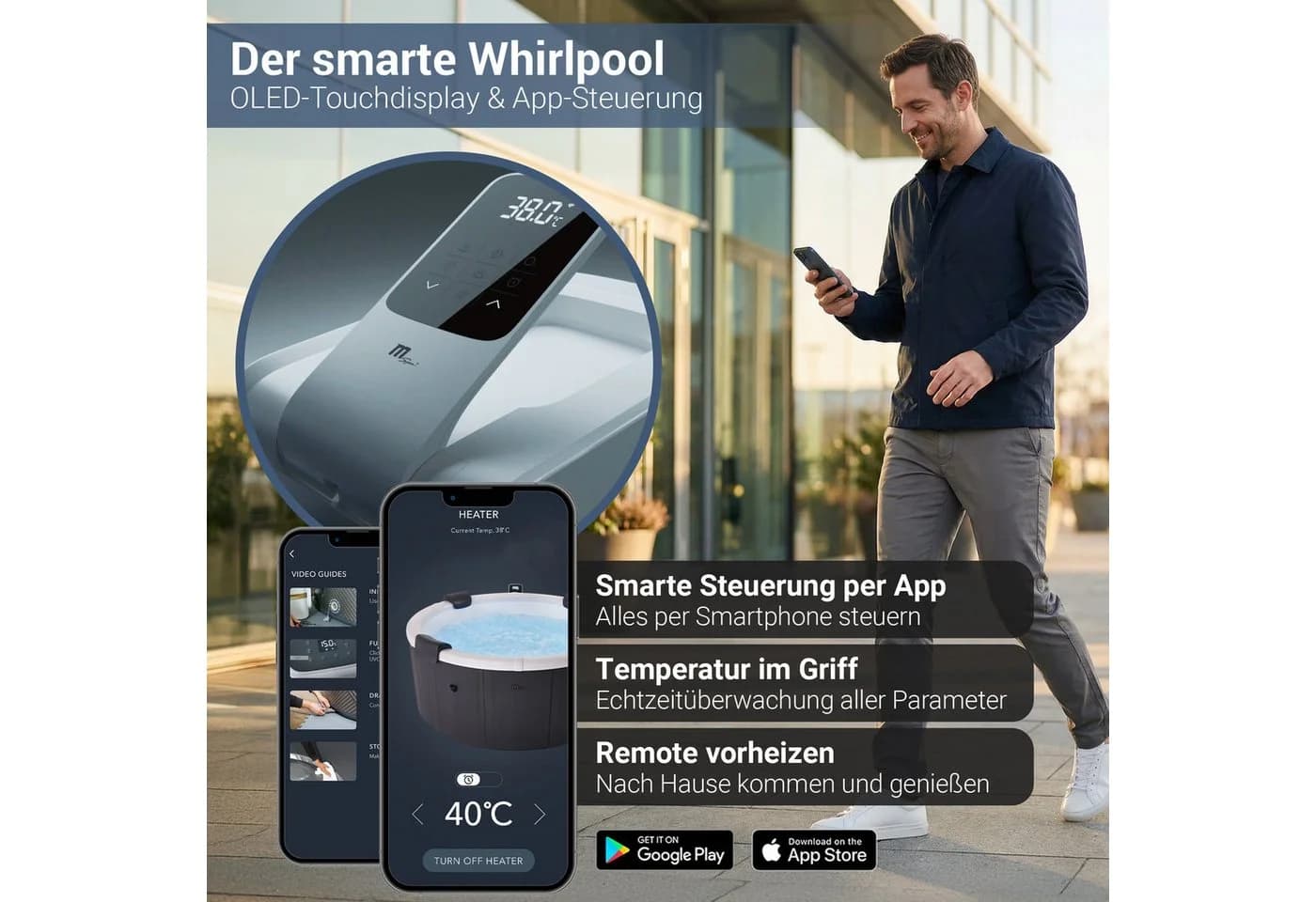 mSpa Whirlpool Frame Denver Schwarz mit App-Steuerung - Bild 4