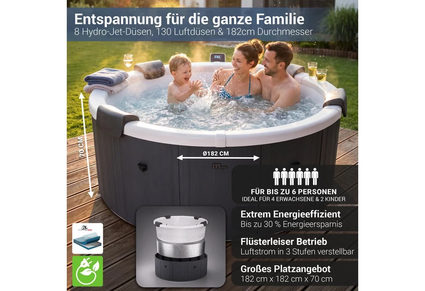 mSpa Whirlpool Frame Denver Schwarz mit App-Steuerung - Bild 5