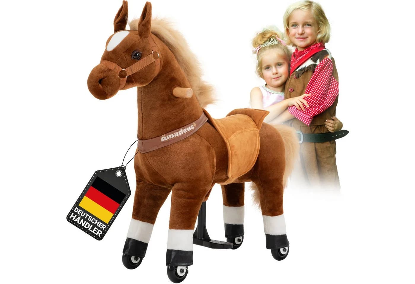 miweba Reitpferd Pony Amadeus Large Braun Integrierte Lenkung - Bild 2