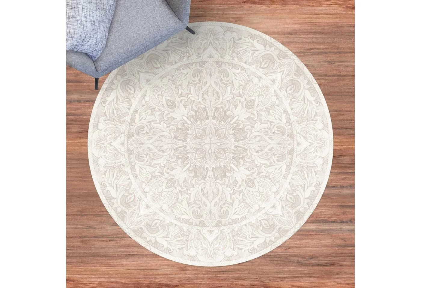 Bilderdepot24 Runder Vinylteppich Beige Modern Mandala - Bild 3
