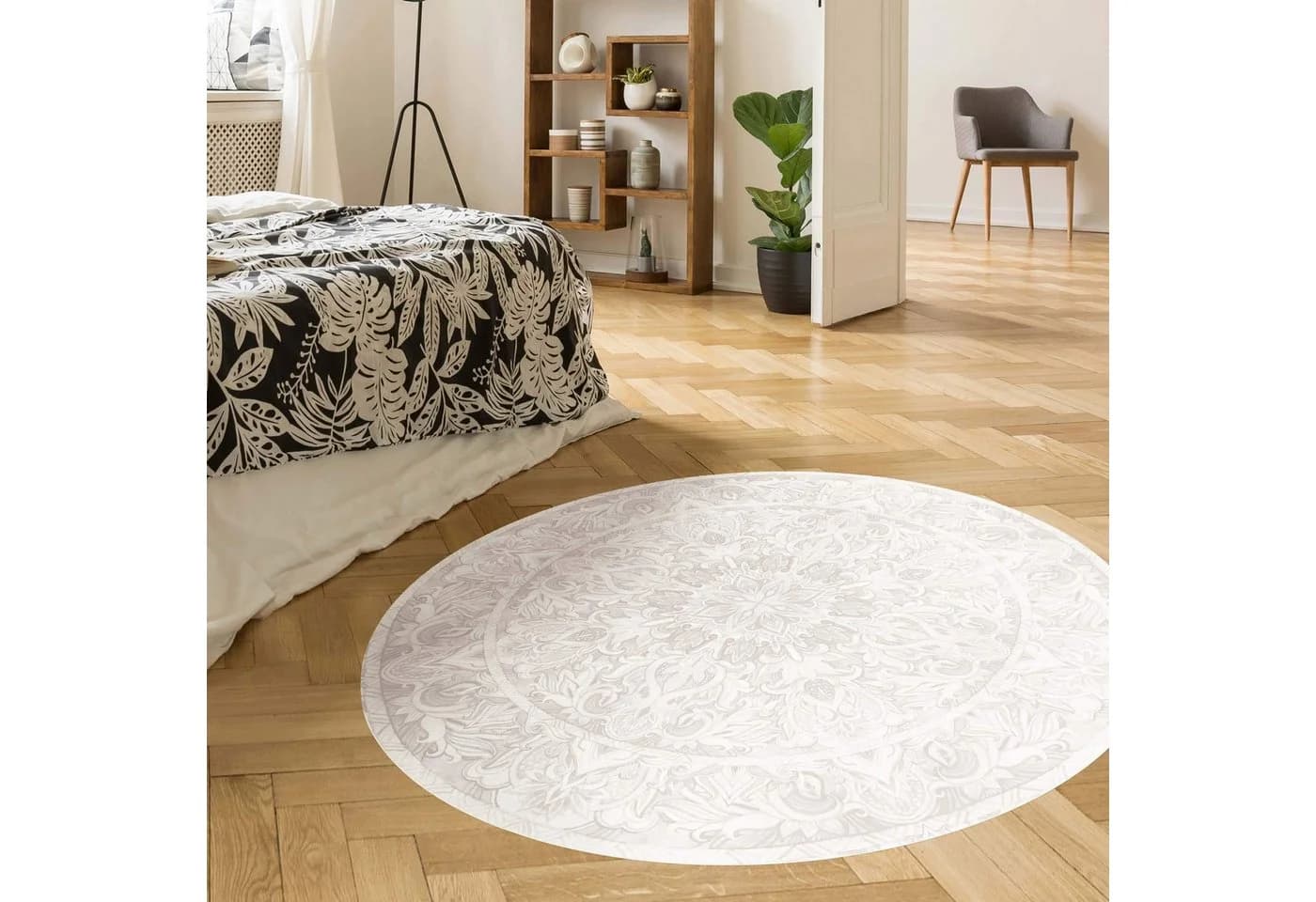 Bilderdepot24 Runder Vinylteppich Beige Modern Mandala - Bild 4