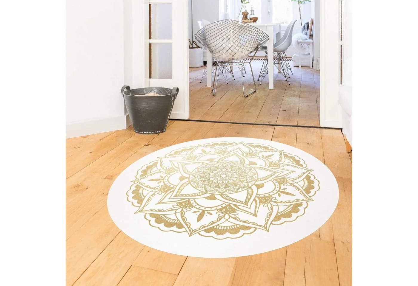 Bilderdepot24 Vinylteppich Mandala Gold Rund