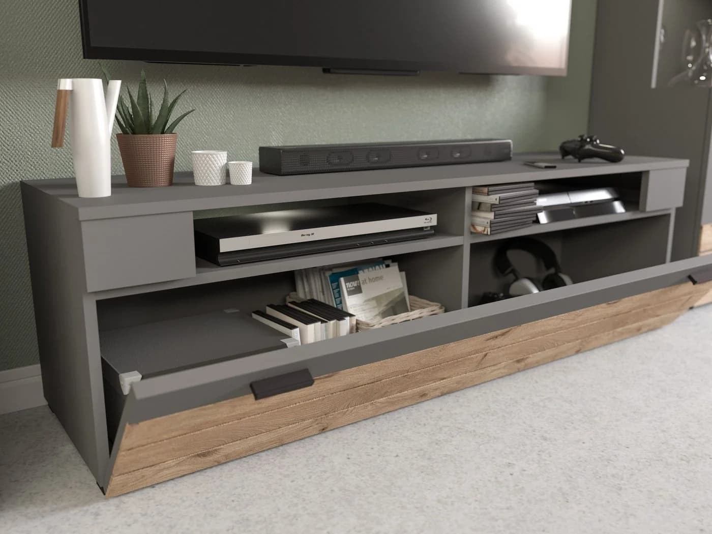 xonox.home Lowboard Grau Melamin Modern - Bild 5