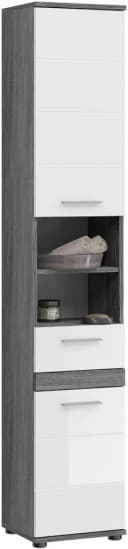WELLTIME Hochschrank LUCCA Weiß Hochglanz Badschrank Bild 2