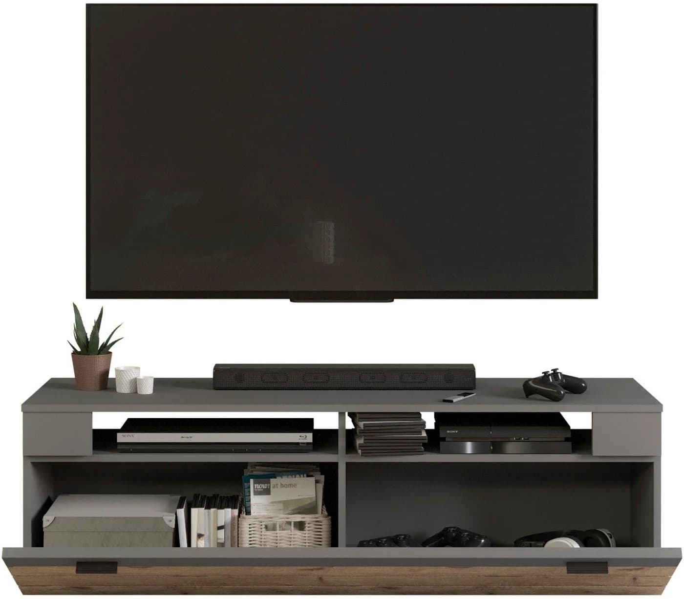 HOME AFFAIRE Lowboard Aalborg Grau Metallgriffe TV-Möbel - Bild 5