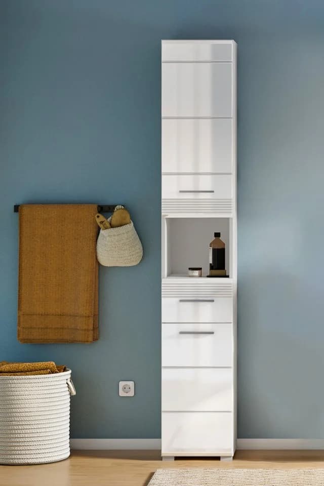 HOME AFFAIRE Hochschrank Malmö Weiß Hochglanz 30cm