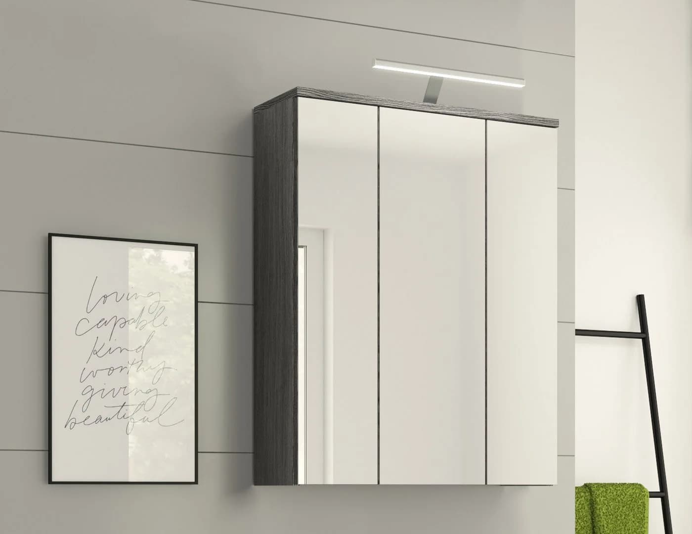WELLTIME Badezimmerspiegelschrank LUCCA 60cm mit LED und Steckdose - Bild 1