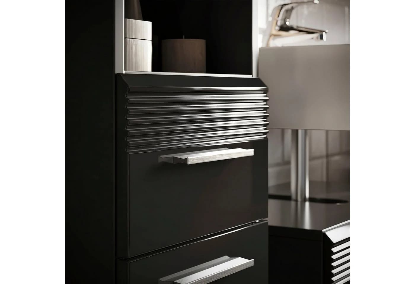 Home affaire Hochschrank Malmö Schwarz 2 Türen 1 Schublade - Bild 5