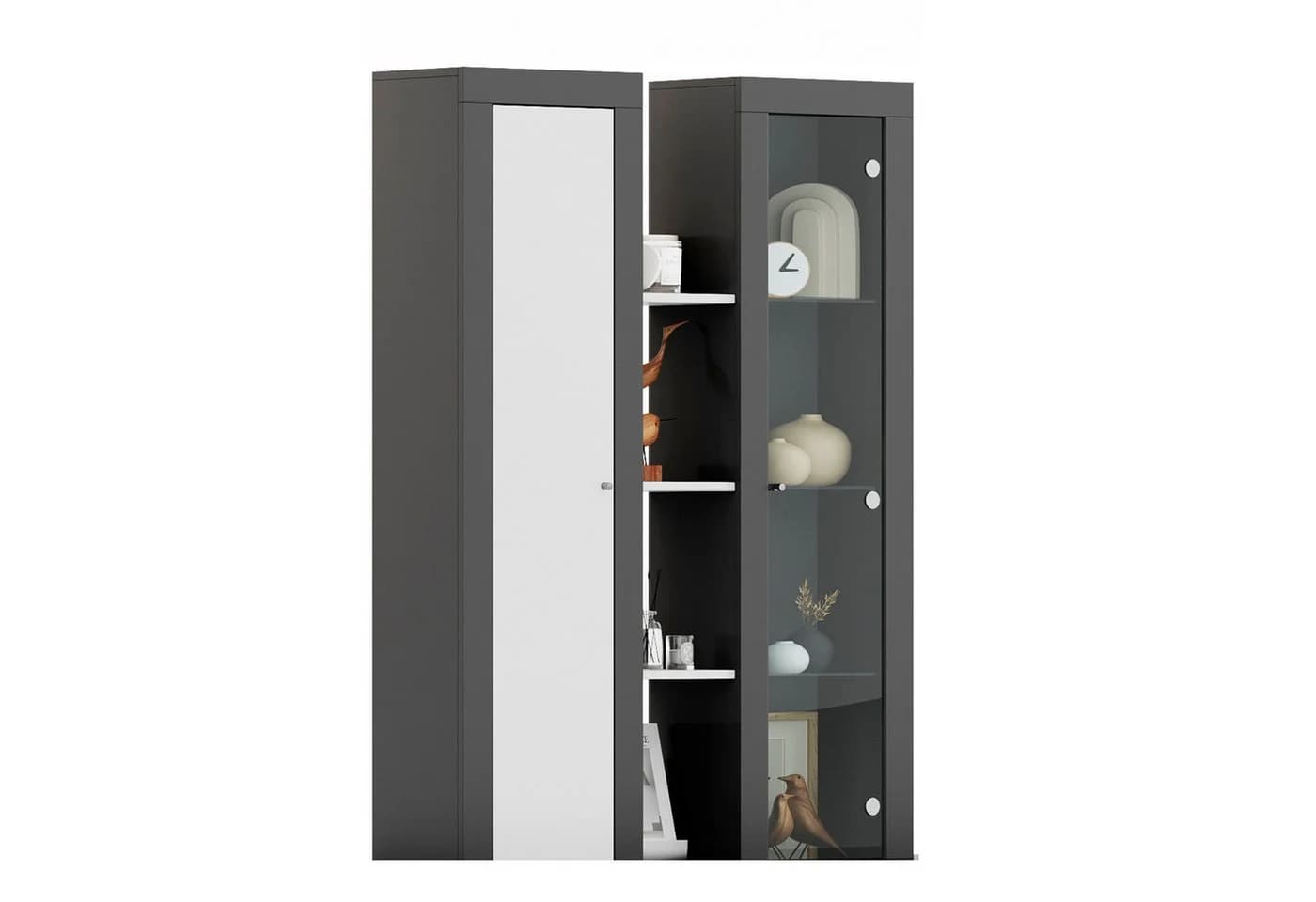 xonox.home Stauraumvitrine Aufsatzvitrinen Anthrazit-Grau Weiß - Bild 2