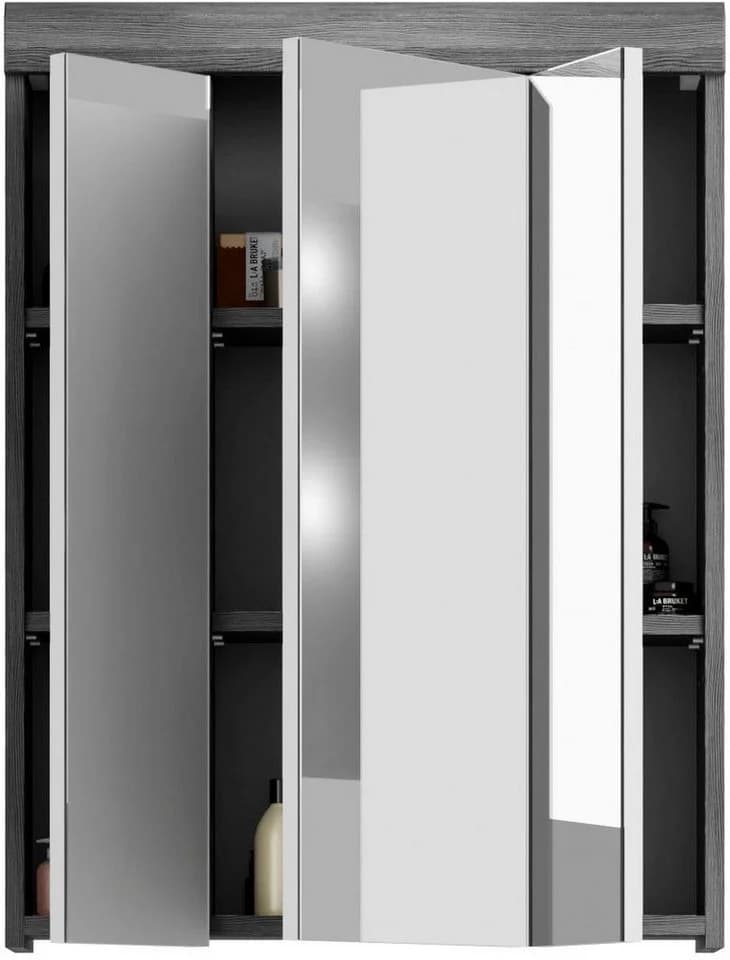 WELLTIME Badezimmerspiegelschrank SIENA Grau 3 Spiegeltüren - Bild 3