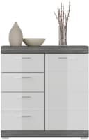 Home affaire Kommode Siena Weiß Hochglanz Grau 4 Schubladen Bild 3