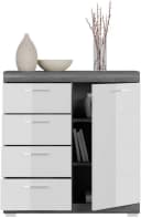 Home affaire Kommode Siena Weiß Hochglanz Grau 4 Schubladen Bild 4