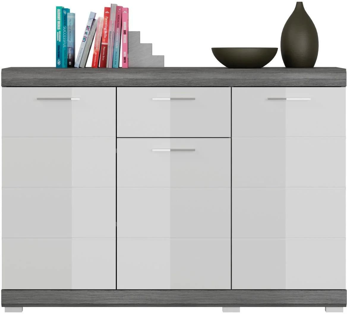 HOME AFFAIRE Kommode Siena Weiß Hochglanz Rauchsilber 3 Türen - Bild 3
