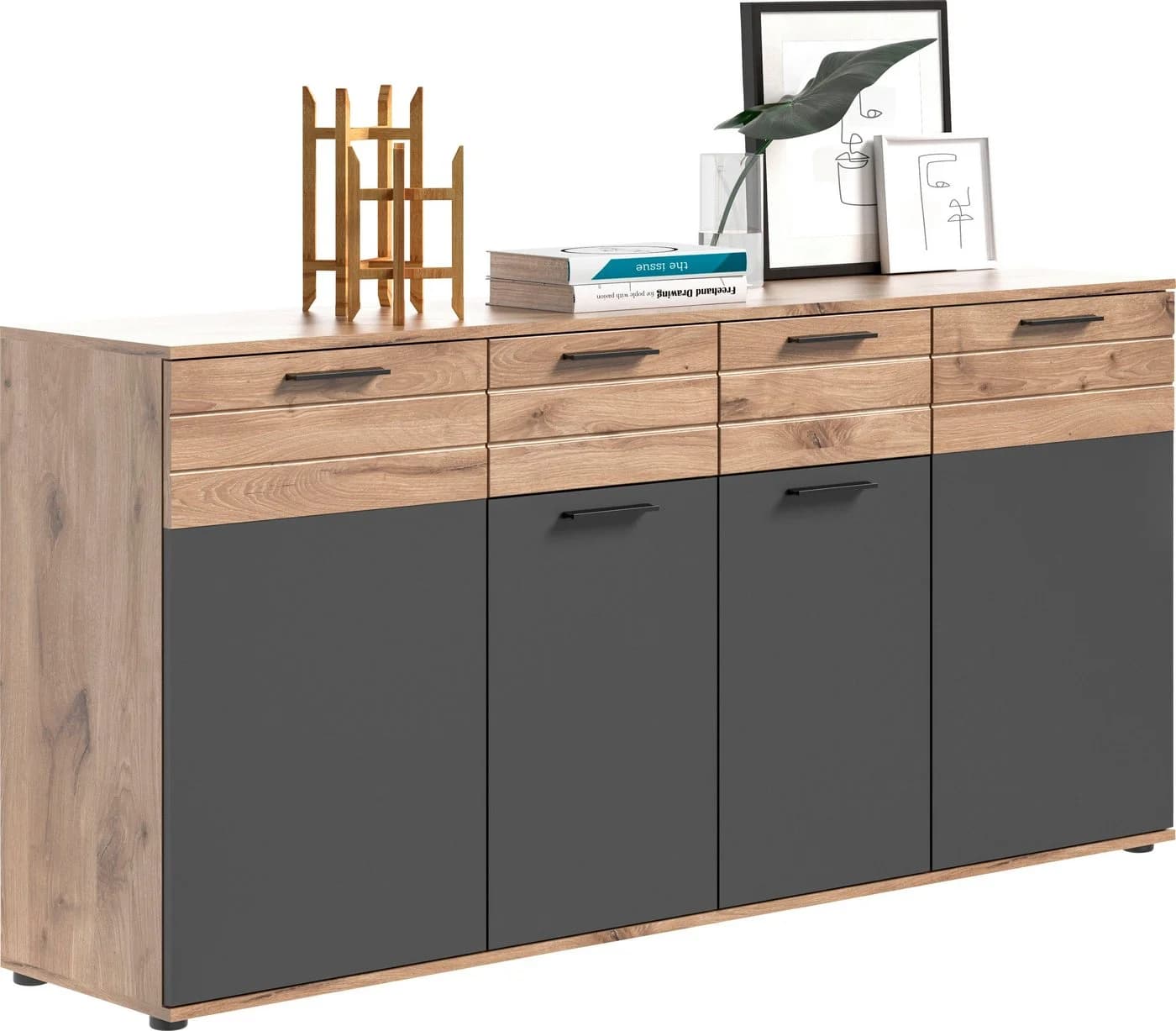 HOME AFFAIRE Sideboard Riga Braun Grau mit Softclose - Bild 2