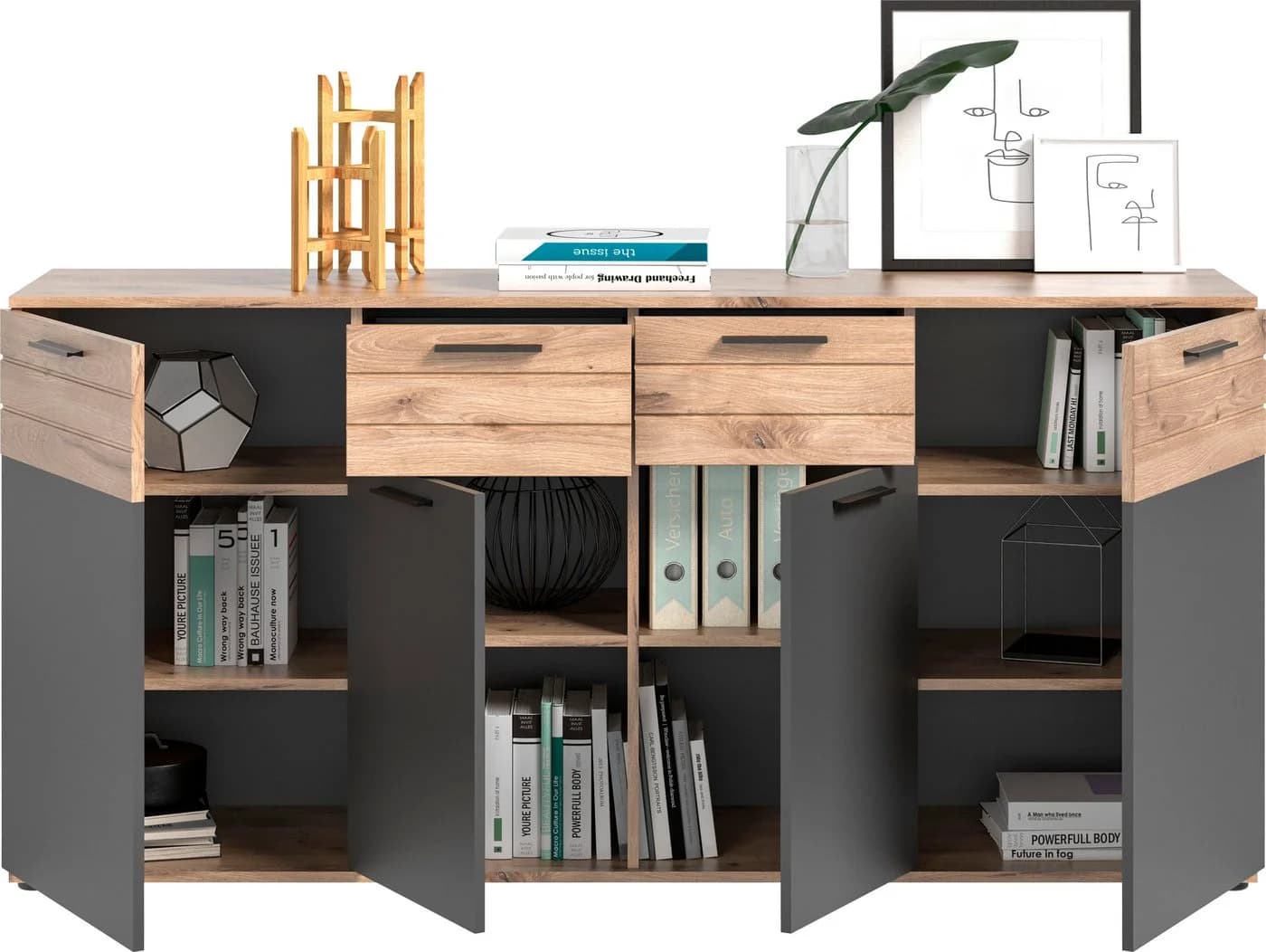 HOME AFFAIRE Sideboard Riga Braun Grau mit Softclose - Bild 4