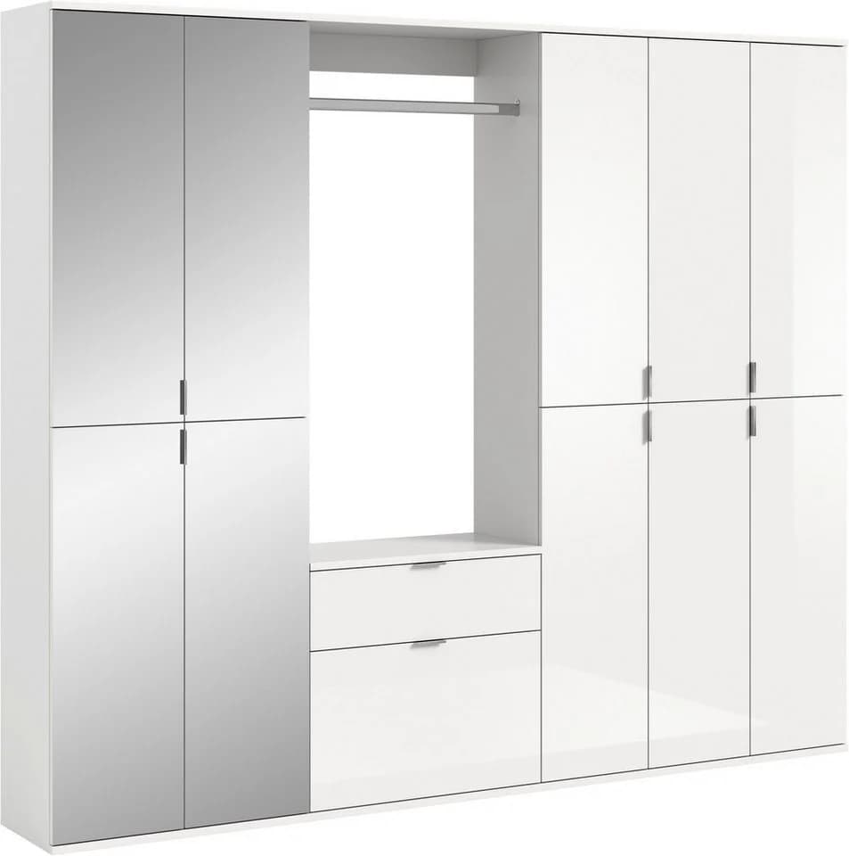 HOME AFFAIRE Garderoben-Set Trondheim 6-teilig Weiß Hochglanz Spiegelglas - Bild 2