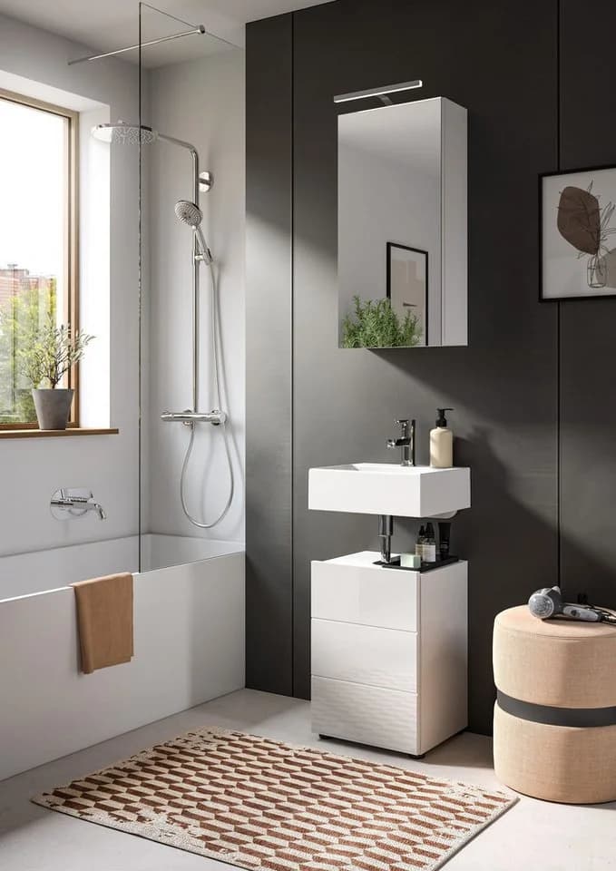 xonox.home Waschbeckenunterschrank Weiß Hochglanz Modern - Bild 5